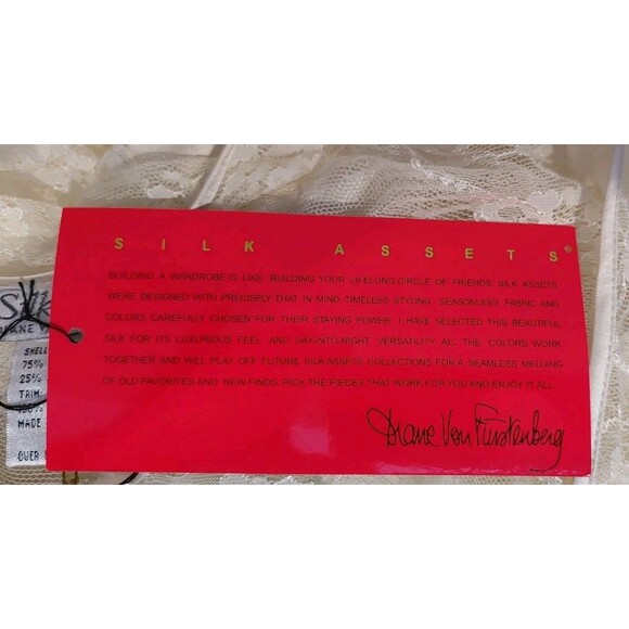 Diane Von Furstenberg DVF Women's Size 1X Lace Wrap Top Silk FLAWED Ivory Color - Picture 11 of 14